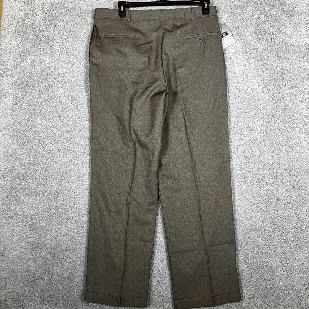 Dockers Dress Pants Mens 38x32 Brown New Pleated Cuffed Essential‎ Fine Weave